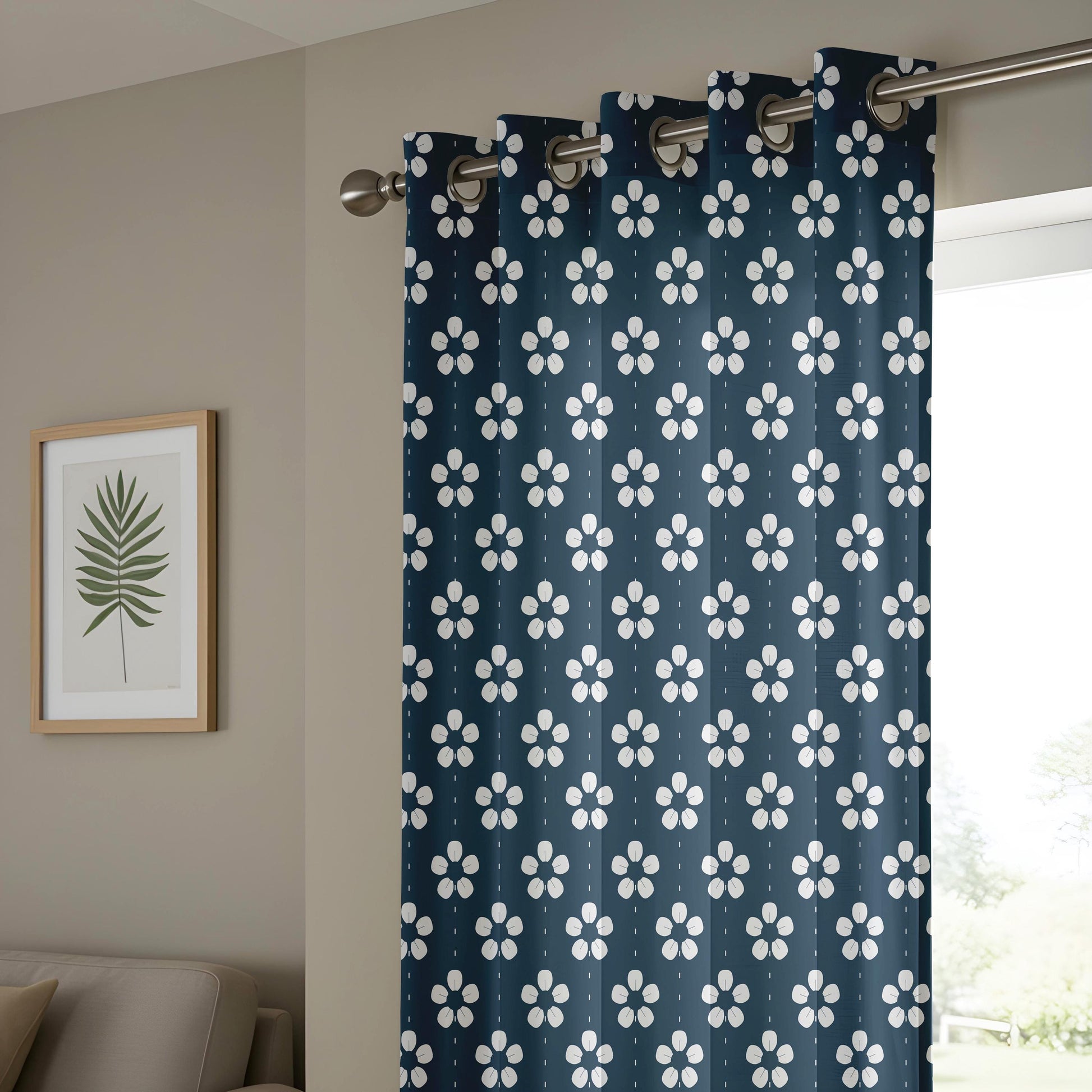 Onay Navy Fleur de Lis Curtains – Classic Pattern Kids Room Drapes