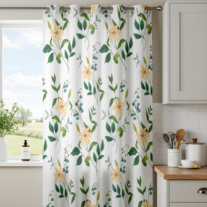 Onay Botanical Stem Curtains – Green Yellow Floral Kids Room Drapes