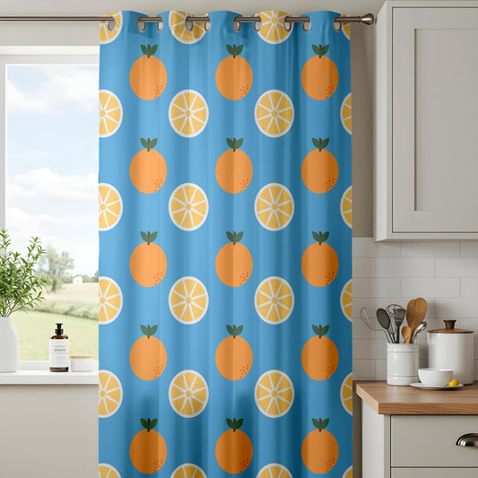 Onay Citrus Orange Curtains – Fruit Print Kids Room Summer Drapes