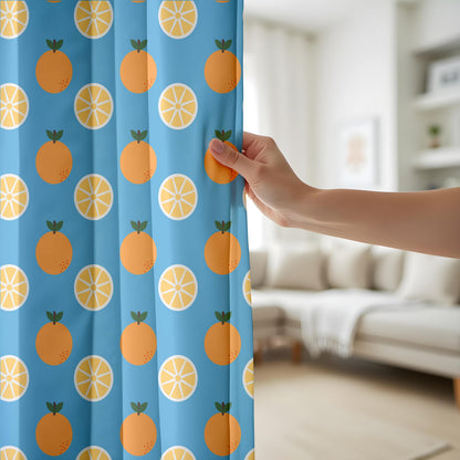 Onay Citrus Orange Curtains – Fruit Print Kids Room Summer Drapes