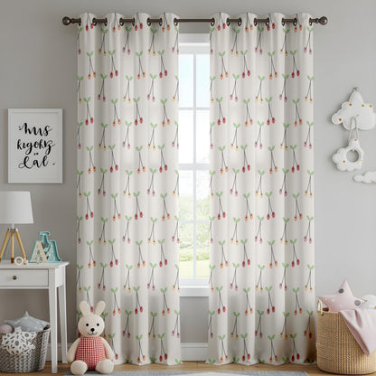 Onay Cherry Branch Curtains – Red Berry Print Kids Nursery Drapes