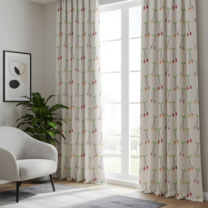 Onay Cherry Branch Curtains – Red Berry Print Kids Nursery Drapes