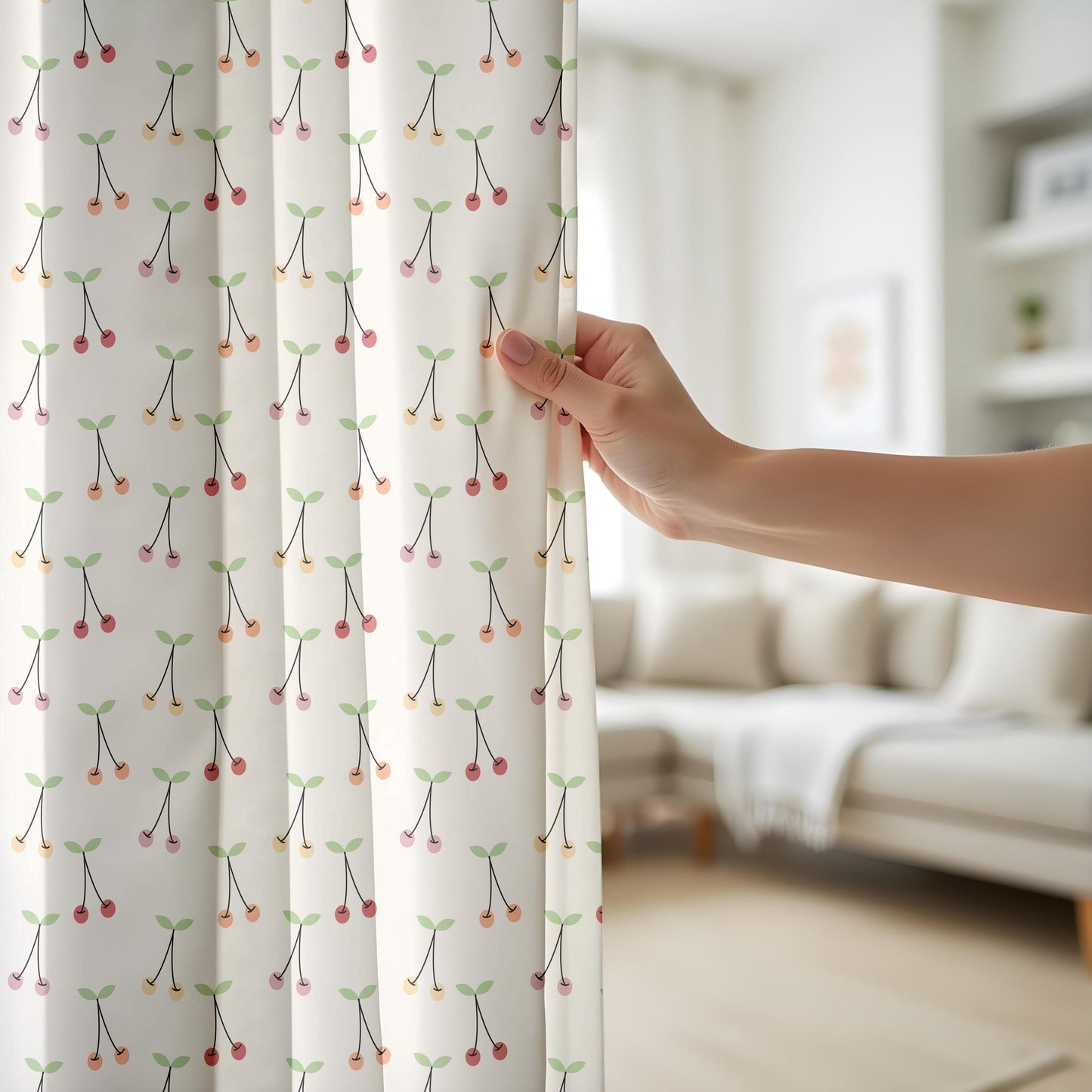 Onay Cherry Branch Curtains – Red Berry Print Kids Nursery Drapes