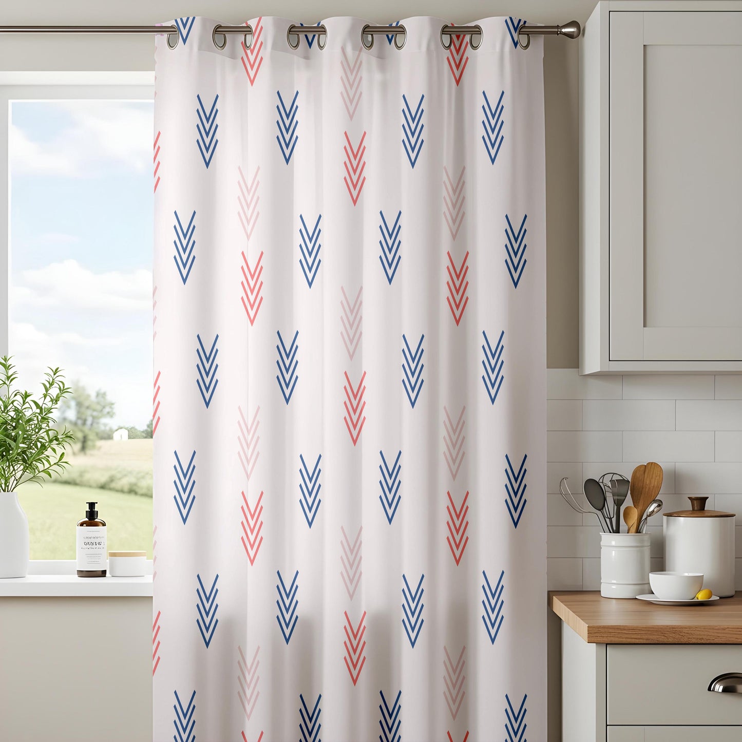 Onay Arrow Print Curtains – Blue Coral Nursery Kids Room Drapes