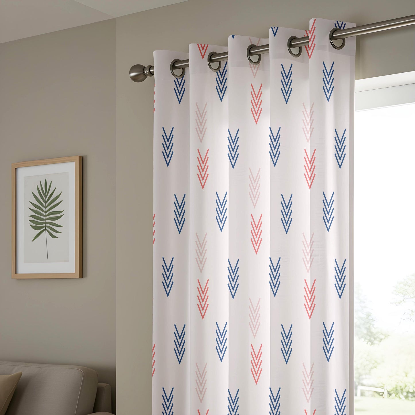 Onay Arrow Print Curtains – Blue Coral Nursery Kids Room Drapes