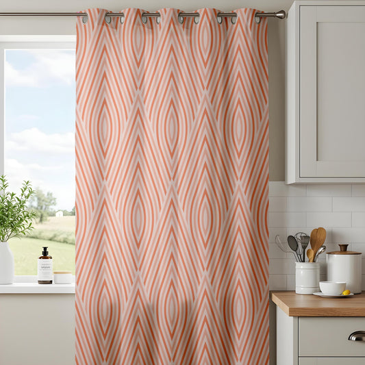 Onay Orange Grey Wave Curtains – Modern Ogee Stripe Kids Room Drapes
