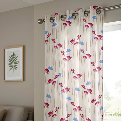 Onay Pink Blue Floral Curtains – Scattered Flower Nursery Drapes
