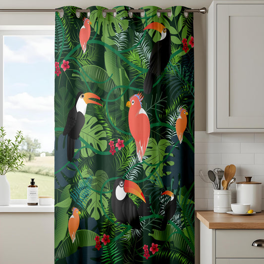Onay Tropical Bird Curtains – Jungle Toucan Kids Room Window Drapes