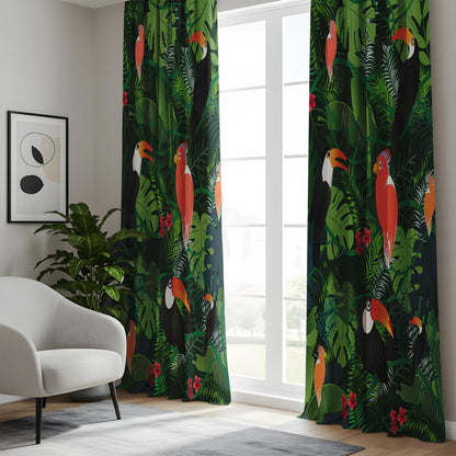 Onay Tropical Bird Curtains – Jungle Toucan Kids Room Window Drapes