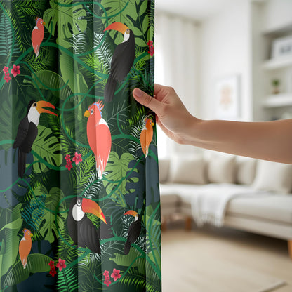 Onay Tropical Bird Curtains – Jungle Toucan Kids Room Window Drapes