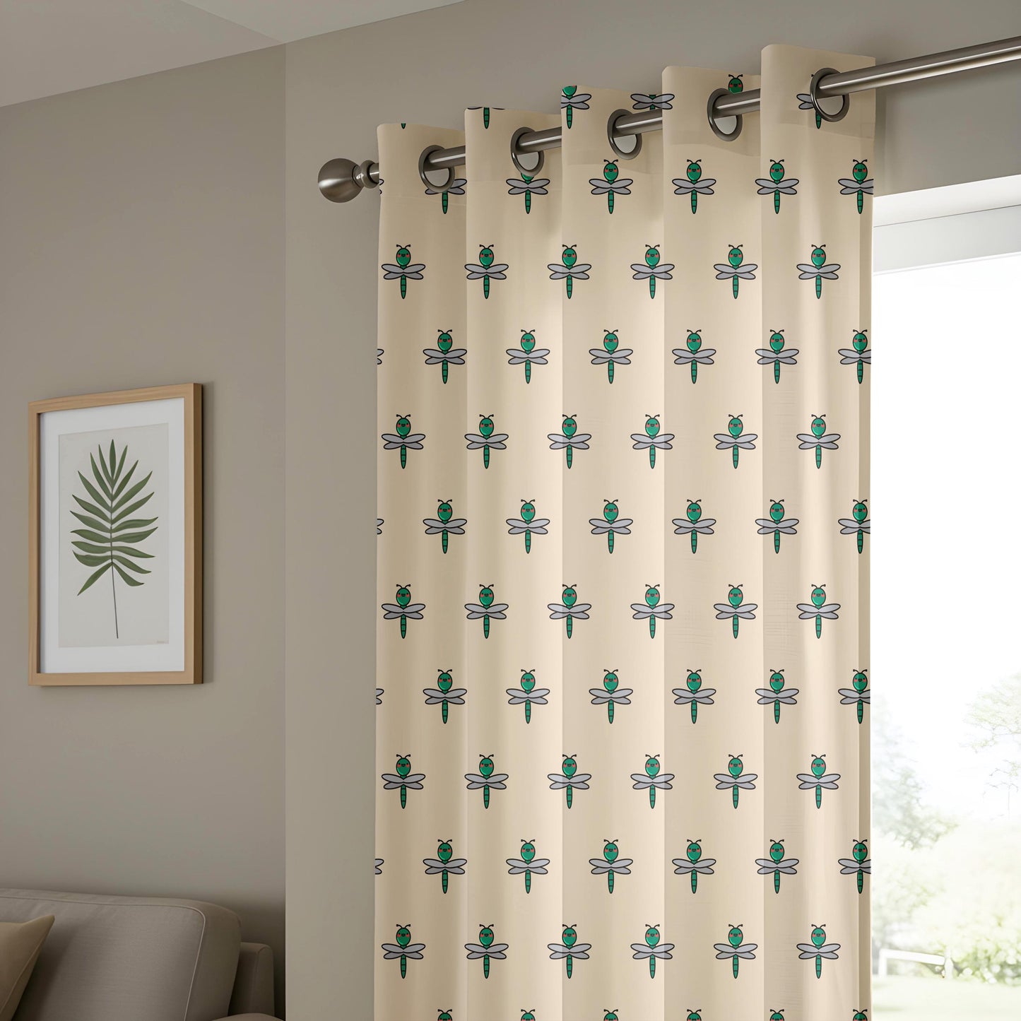 Onay Dragonfly Print Curtains – Teal Nature Kids Nursery Drapes