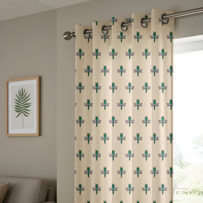 Onay Dragonfly Print Curtains – Teal Nature Kids Nursery Drapes