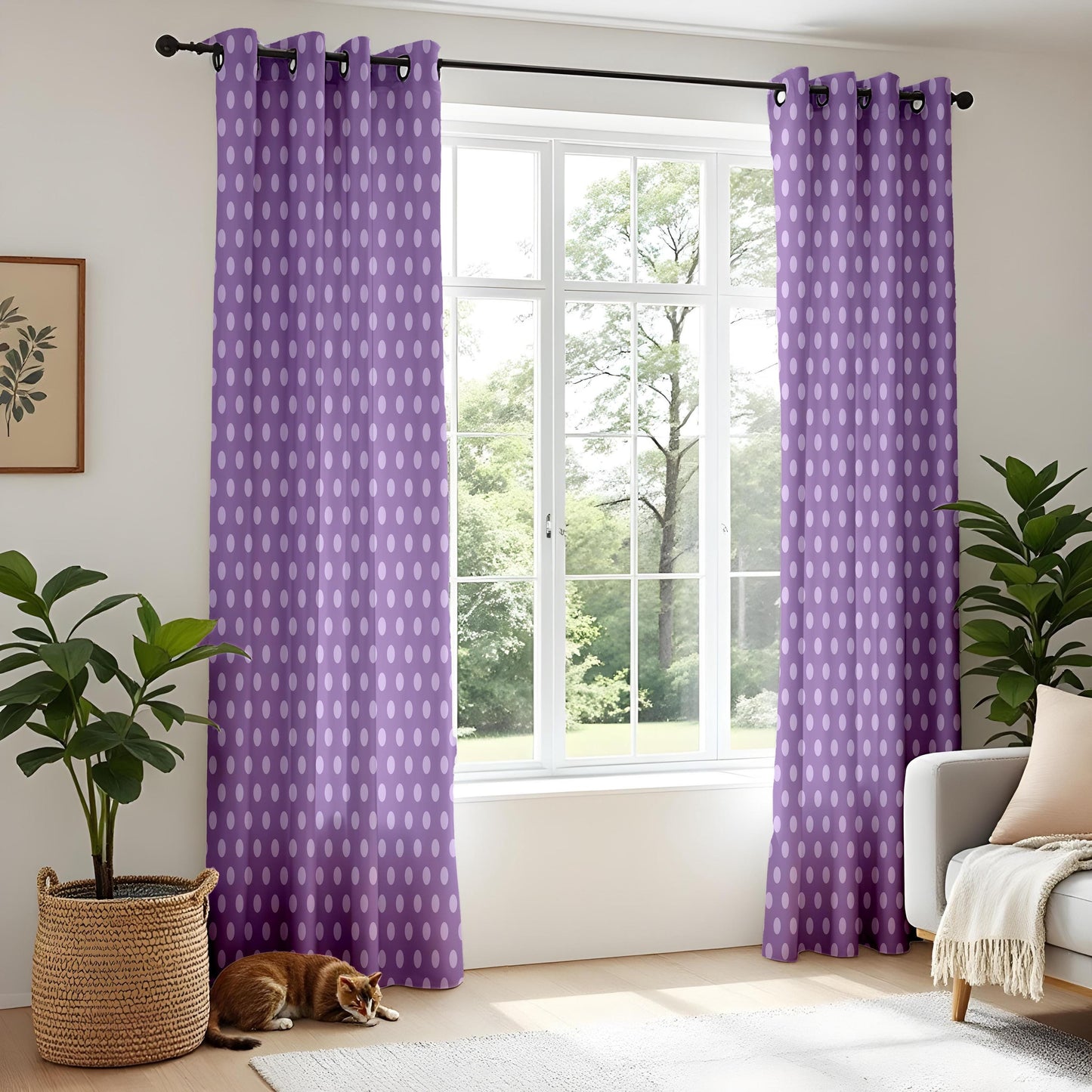 Onay Purple Polka Dot Curtains – Girls Nursery Kids Room Drapes