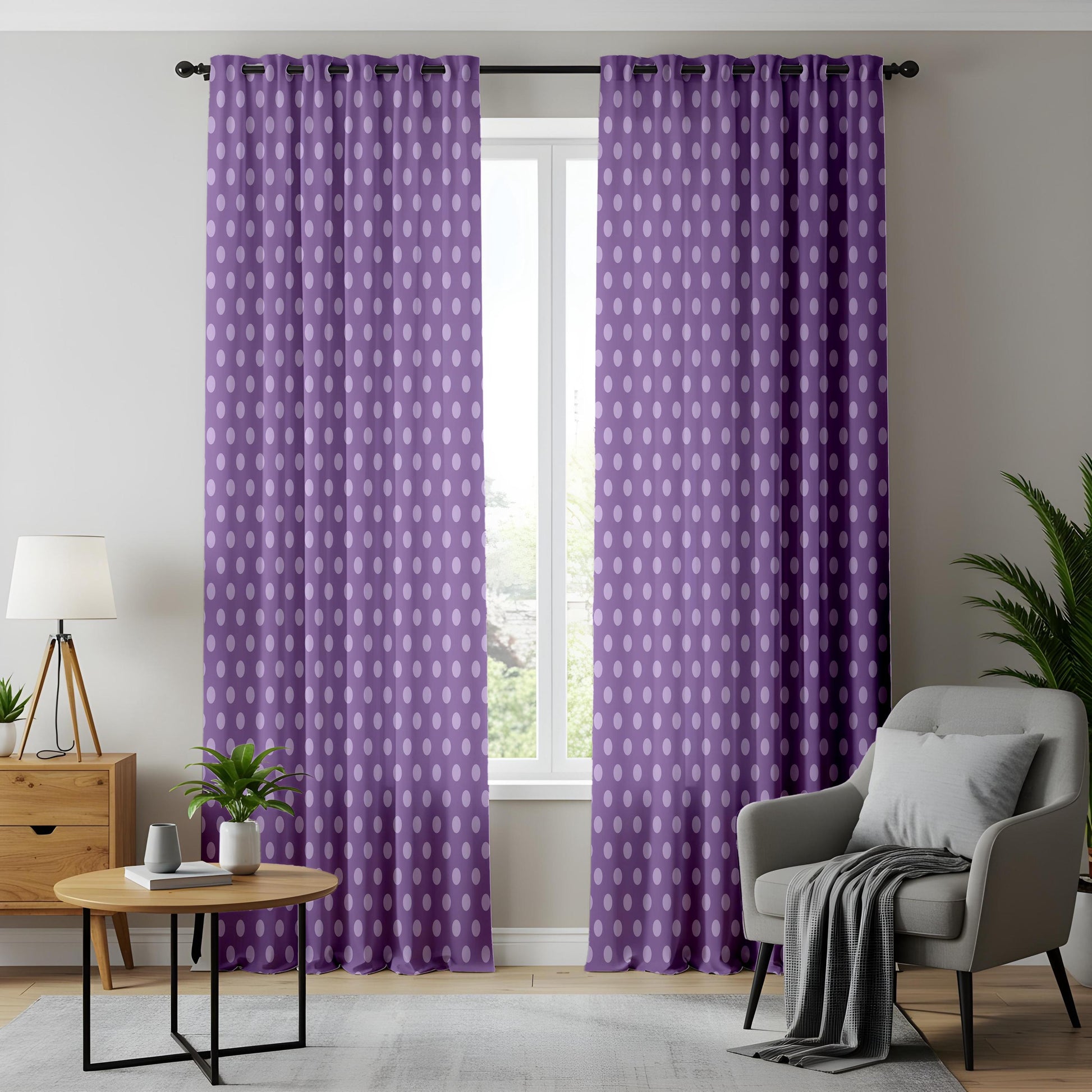 Onay Purple Polka Dot Curtains – Girls Nursery Kids Room Drapes