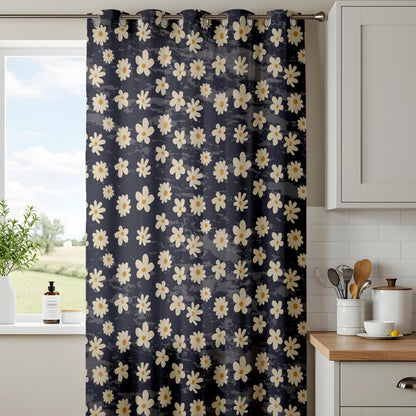 Onay Daisy Floral Curtains – Dark Navy Botanical Window Drapes