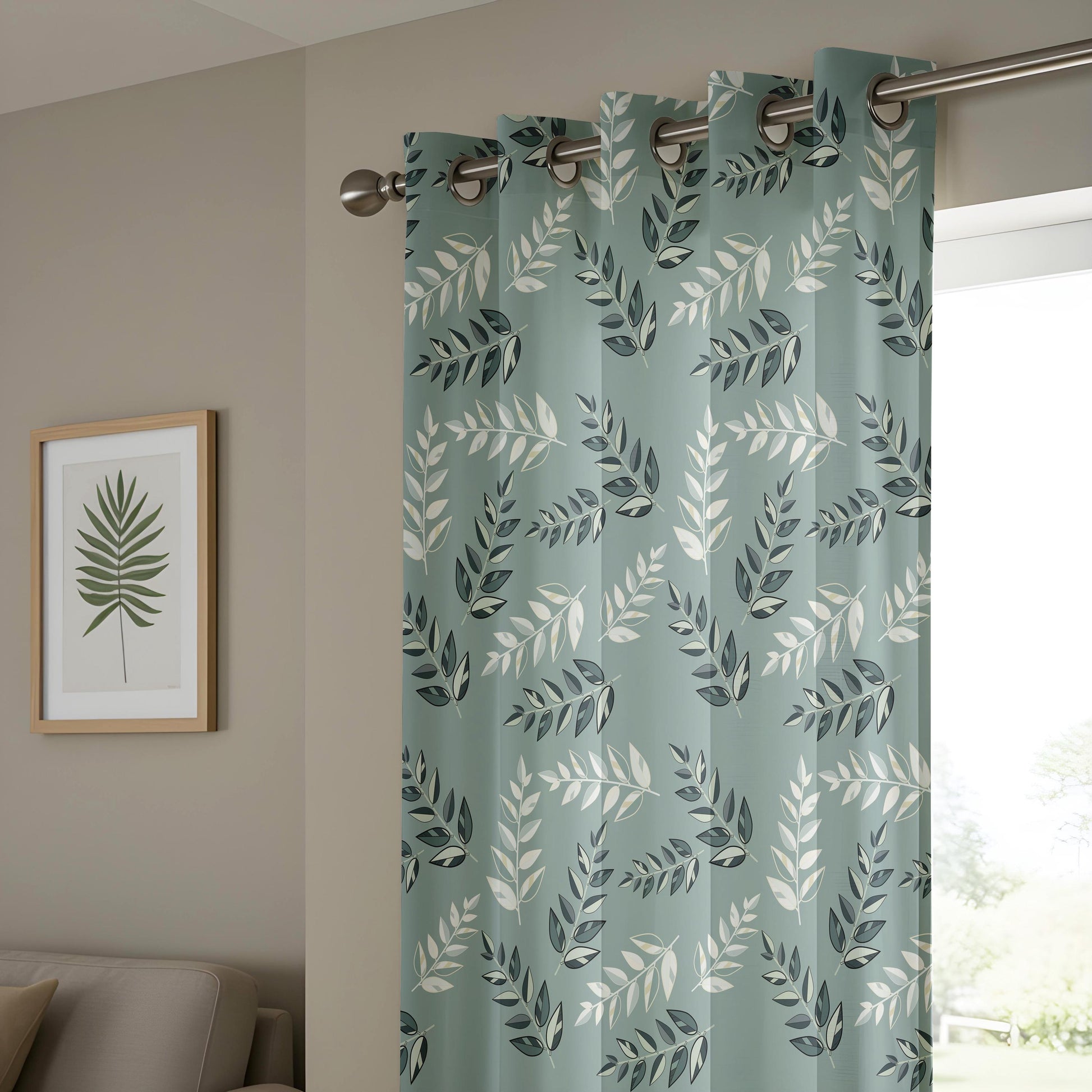 Onay Sage Eucalyptus Curtains – Green Botanical Leaf Window Drapes