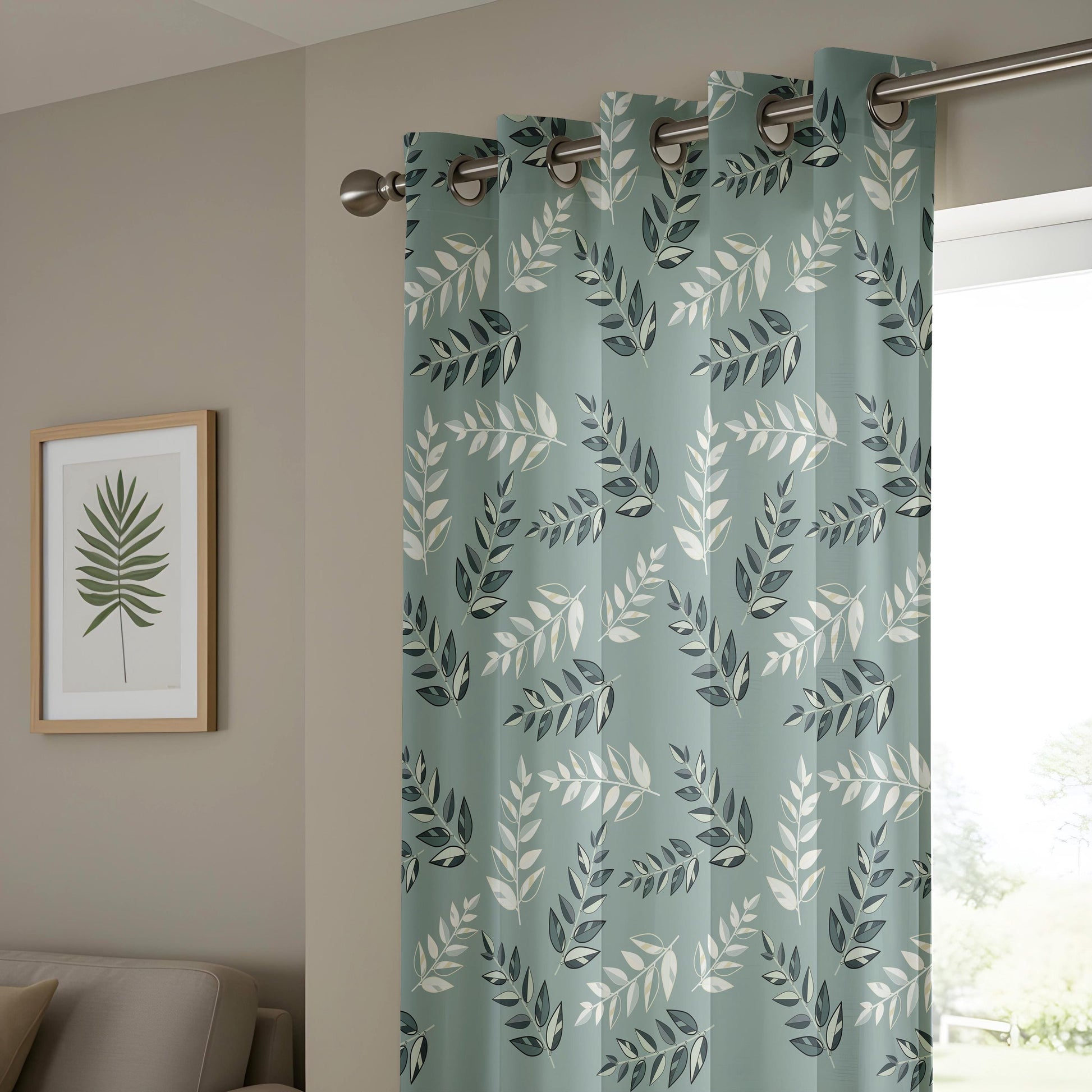 Onay Sage Eucalyptus Curtains – Green Botanical Leaf Window Drapes