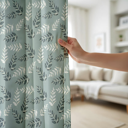 Onay Sage Eucalyptus Curtains – Green Botanical Leaf Window Drapes