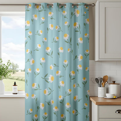 Onay Duck Egg Blue Daisy Curtains – Floral Nursery Kids Room Drapes