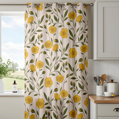 Onay Yellow Green Dandelion Curtains – Garden Floral Window Drapes