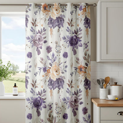 Onay Purple Rose Curtains – Lavender Floral Botanical Window Drapes
