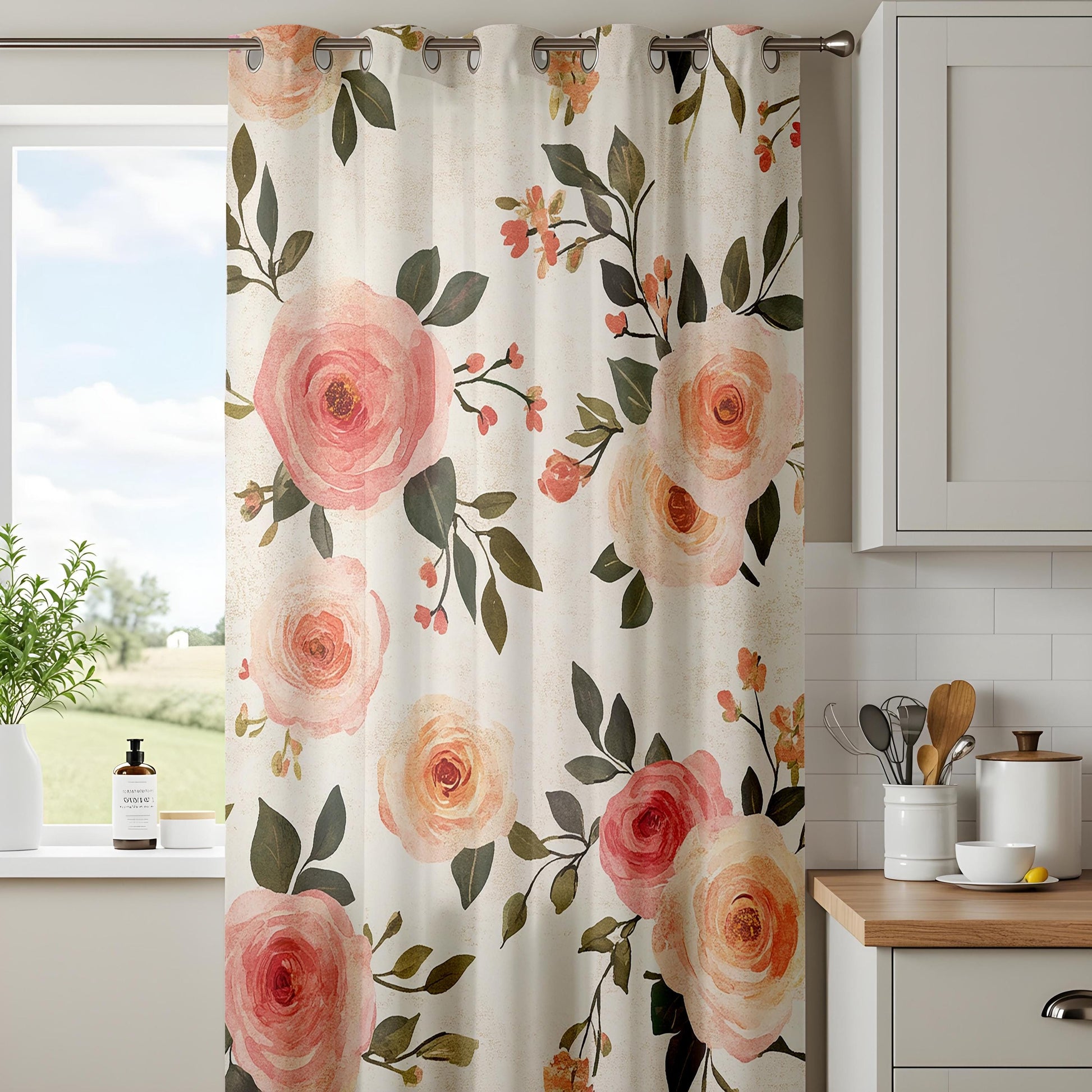 Onay Blush Peony Curtains – Pink Rose Botanical Window Drapes