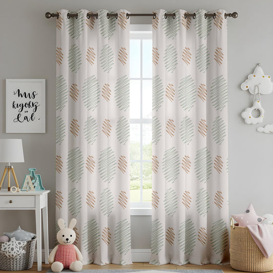 Onay Orange Grey Diamond Curtains – Scandi Kids Nursery Window Drapes
