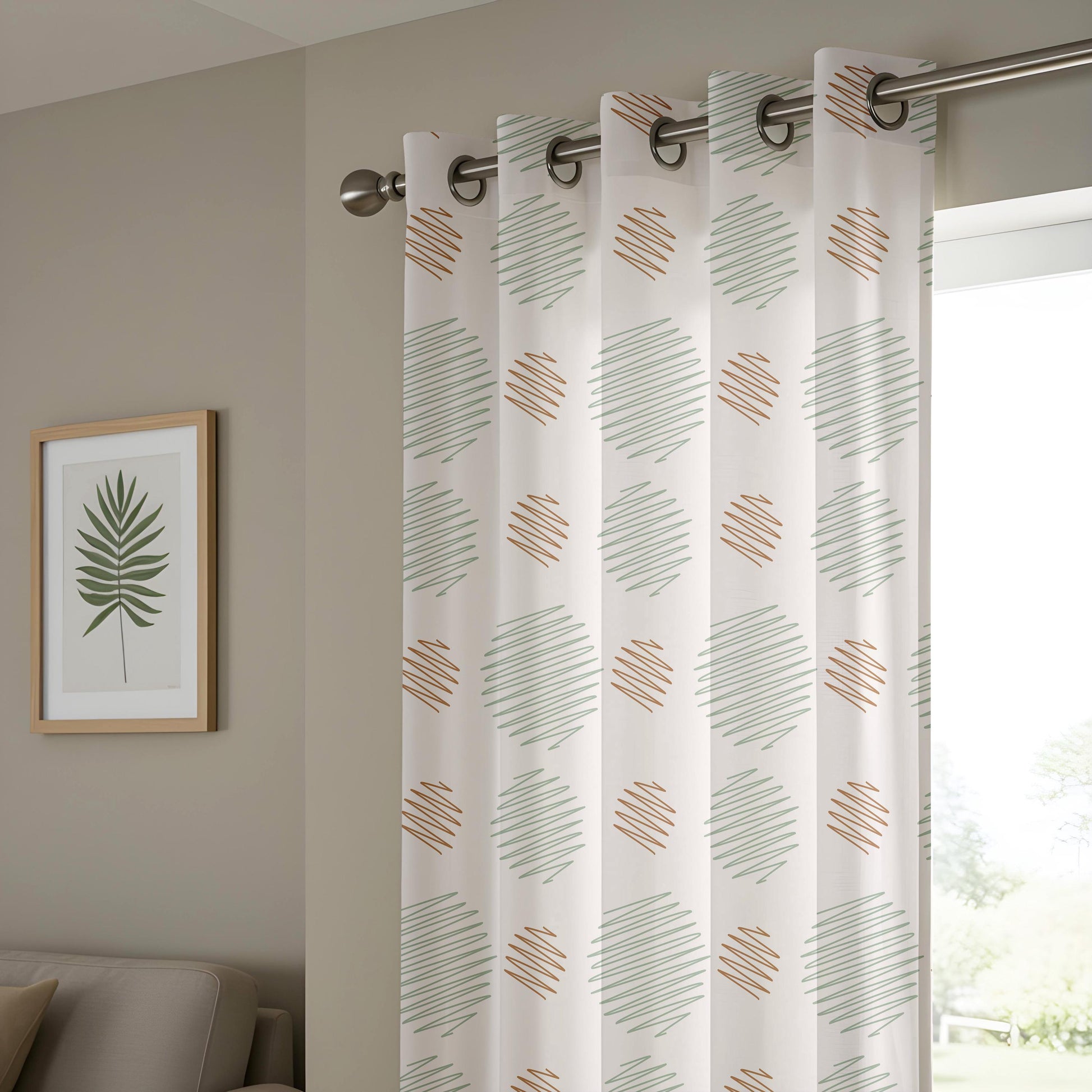 Onay Orange Grey Diamond Curtains – Scandi Kids Nursery Window Drapes