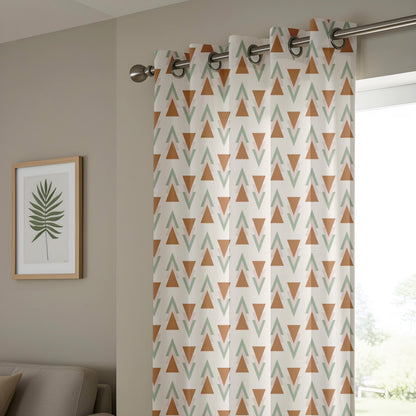 Onay Geometric Triangle Curtains – Terracotta Sage Nursery Drapes