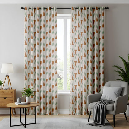 Onay Geometric Triangle Curtains – Terracotta Sage Nursery Drapes