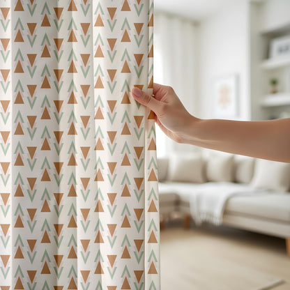 Onay Geometric Triangle Curtains – Terracotta Sage Nursery Drapes