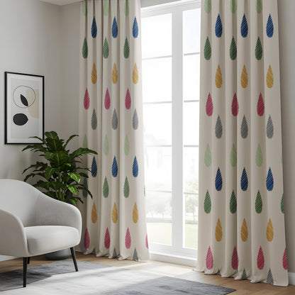 Onay Colourful Raindrop Curtains – Kids Rainbow Nursery Window Drapes