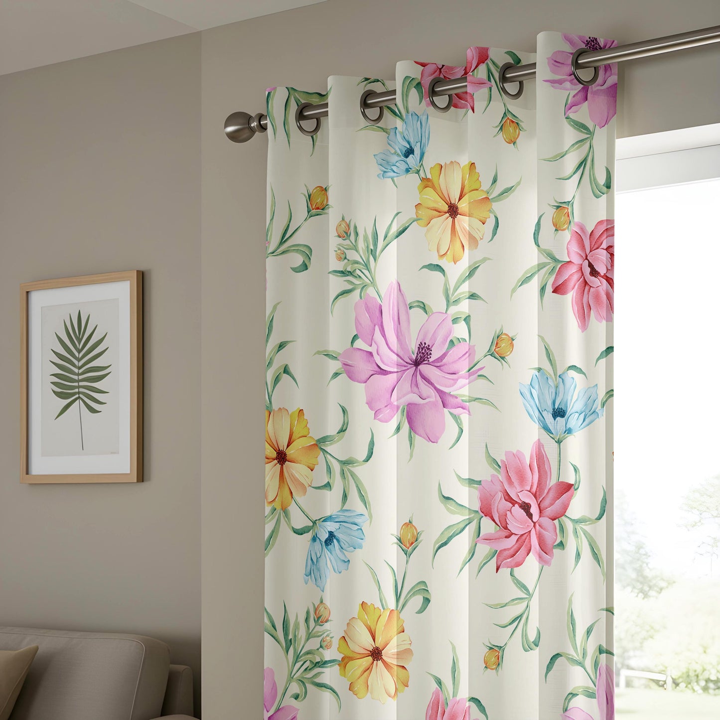 Onay Watercolour Floral Curtains – Pink Purple Botanical Kids Drapes