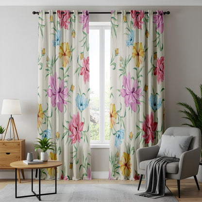 Onay Watercolour Floral Curtains – Pink Purple Botanical Kids Drapes