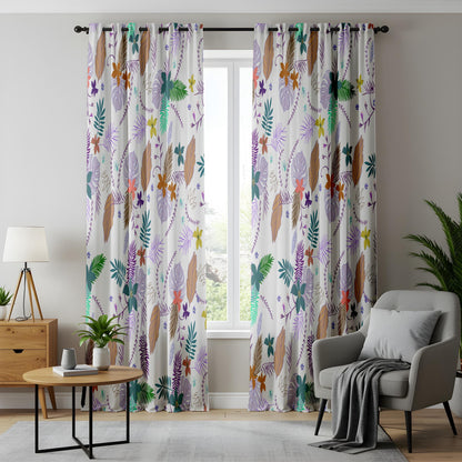 Onay Boho Feather Leaf Curtains – Colourful Bohemian Kids Drapes