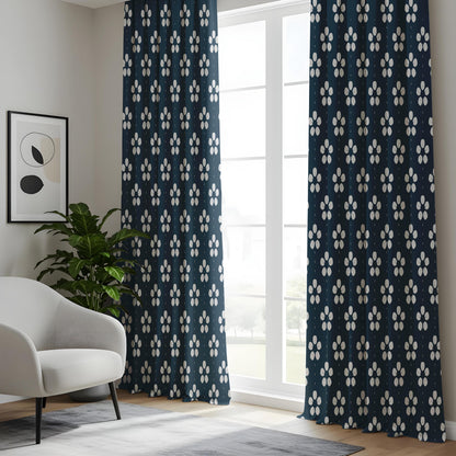 Onay Navy Fleur de Lis Curtains – Classic Pattern Kids Room Drapes