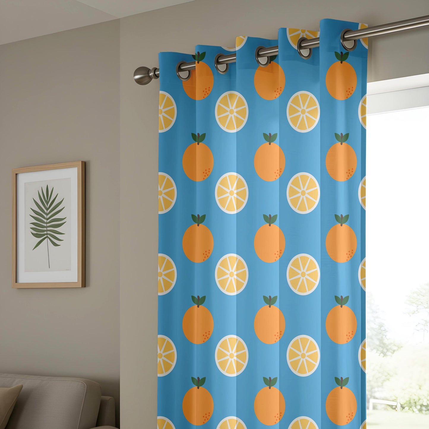 Onay Citrus Orange Curtains – Fruit Print Kids Room Summer Drapes