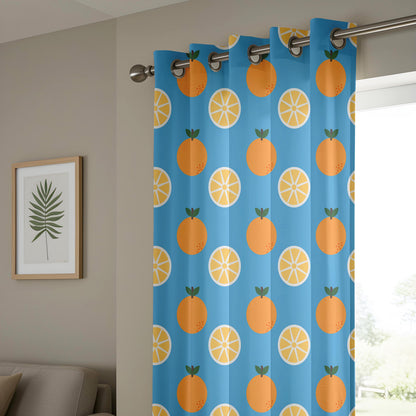 Onay Citrus Orange Curtains – Fruit Print Kids Room Summer Drapes