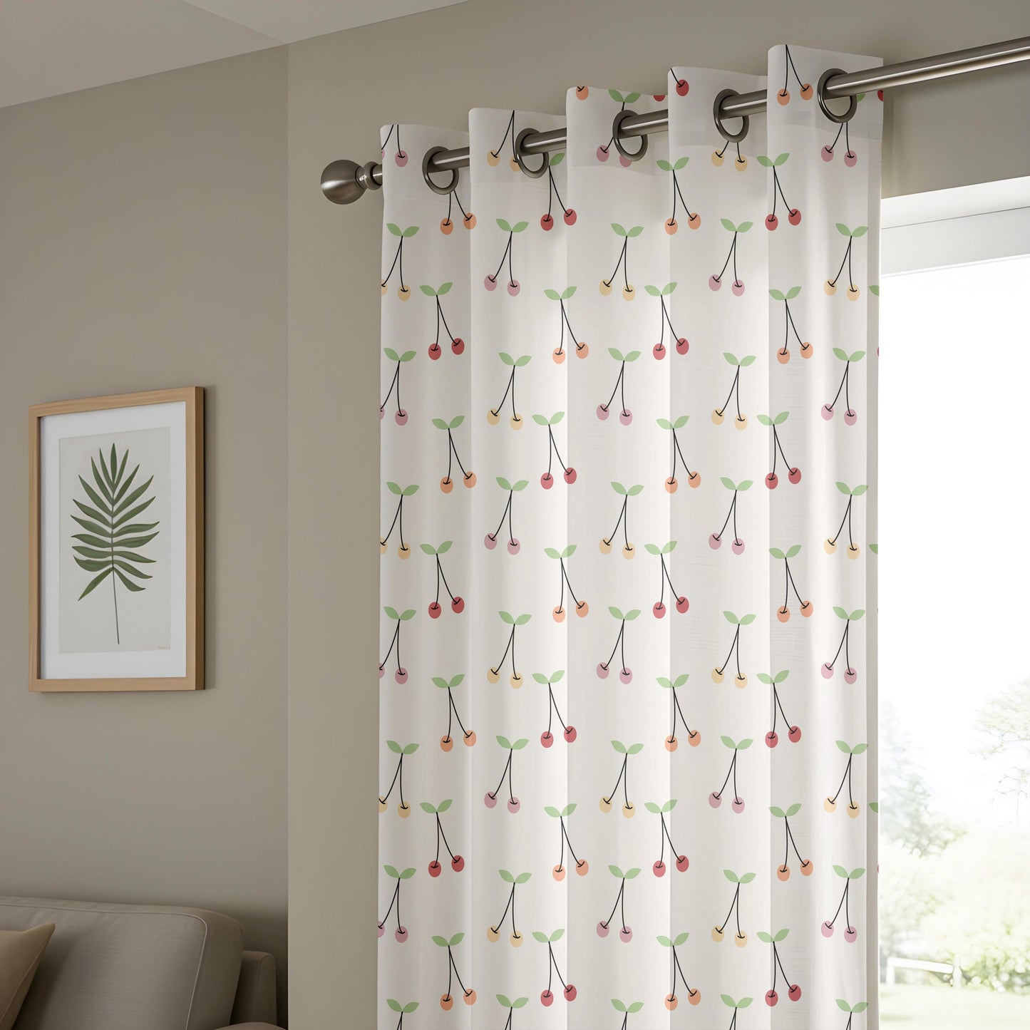 Onay Cherry Branch Curtains – Red Berry Print Kids Nursery Drapes