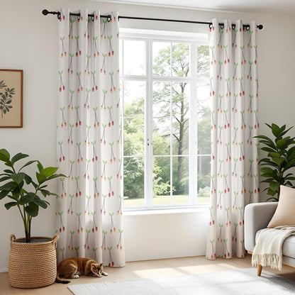 Onay Cherry Branch Curtains – Red Berry Print Kids Nursery Drapes