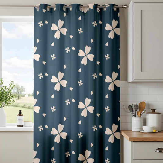 Onay Navy Clover Curtains – Four Leaf Floral Kids Nursery Drapes