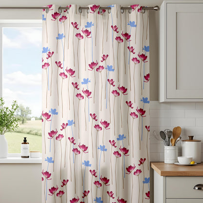 Onay Pink Blue Floral Curtains – Scattered Flower Nursery Drapes