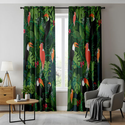 Onay Tropical Bird Curtains – Jungle Toucan Kids Room Window Drapes