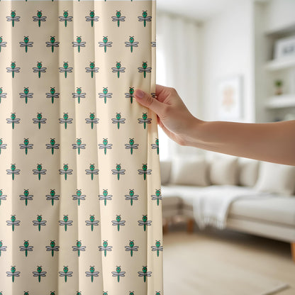 Onay Dragonfly Print Curtains – Teal Nature Kids Nursery Drapes