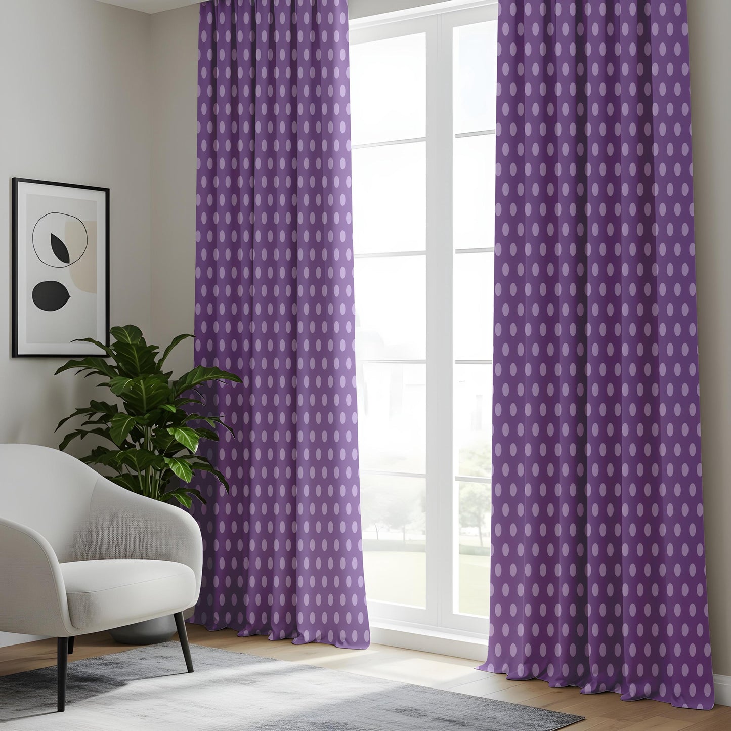 Onay Purple Polka Dot Curtains – Girls Nursery Kids Room Drapes