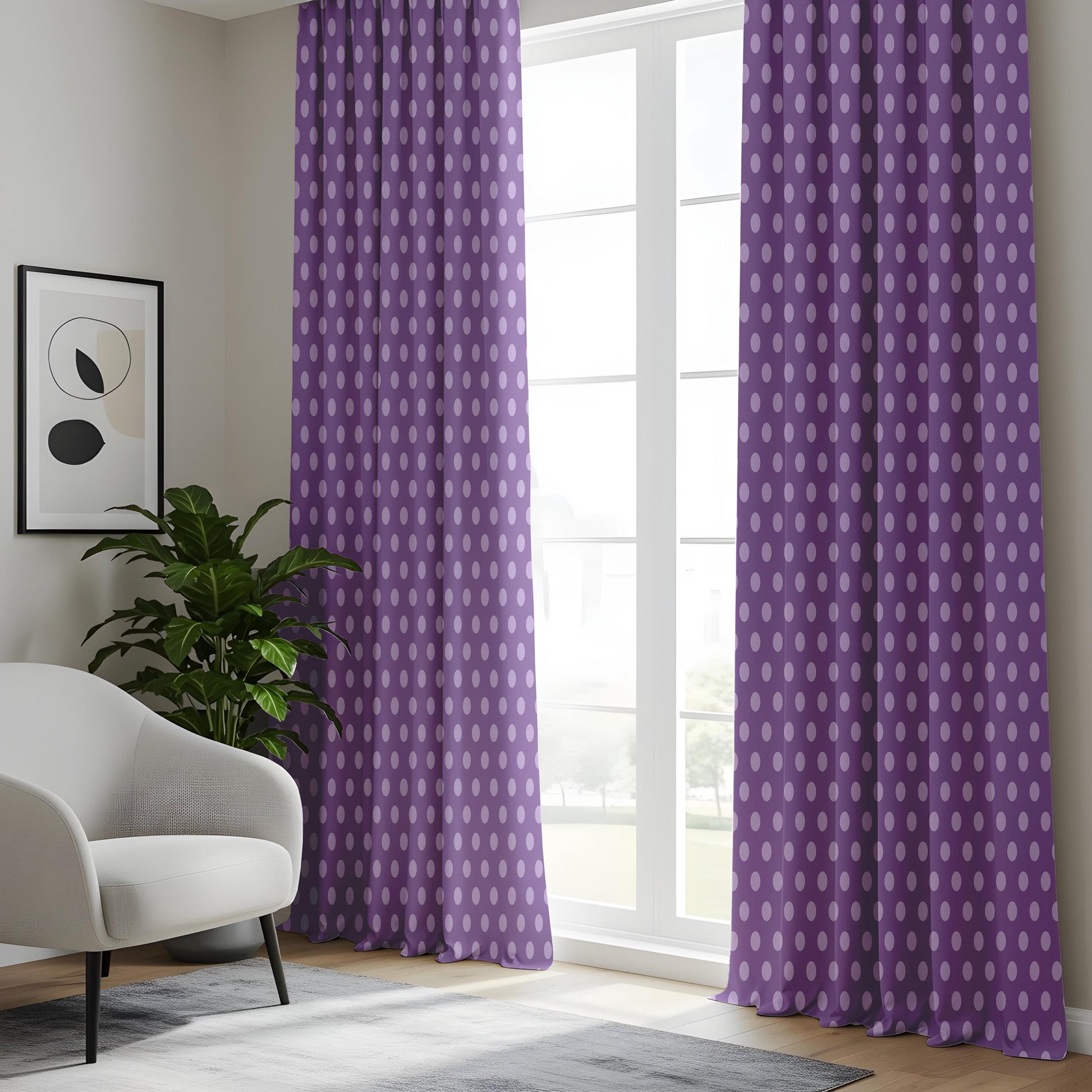 Onay Purple Polka Dot Curtains – Girls Nursery Kids Room Drapes