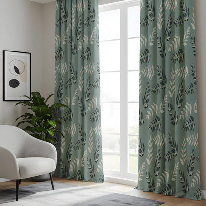 Onay Sage Eucalyptus Curtains – Green Botanical Leaf Window Drapes