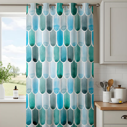Onay Teal Mermaid Scale Curtains – Fish Scale Pattern Window Drapes