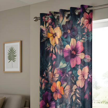 Onay Dark Floral Curtains – Moody Pink Purple Botanical Window Drapes