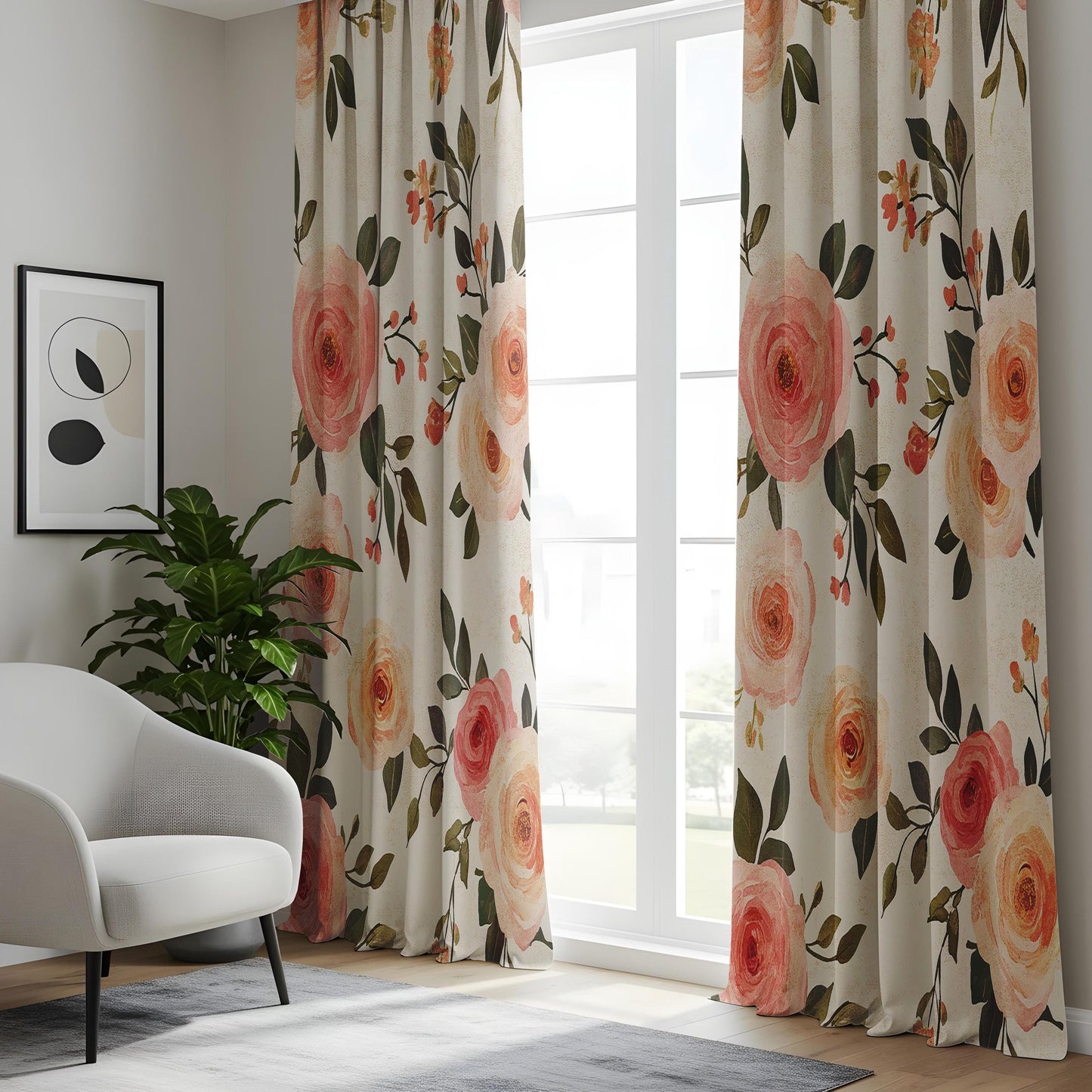 Onay Blush Peony Curtains – Pink Rose Botanical Window Drapes
